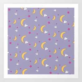 Moon Bunnies Pattern Sheet Duvet - V2 Art Print