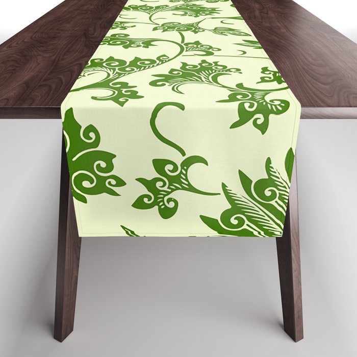 Modern William Morris Green Floral Pattern  Table Runner