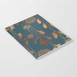 Art Deco Copper Flowers  Notebook