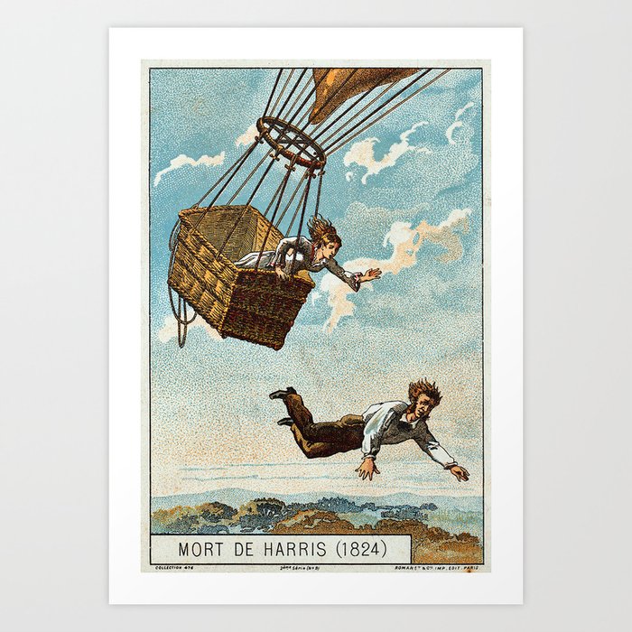 Vintage aviation hot air balloon poster - Early Flight VI Art Print