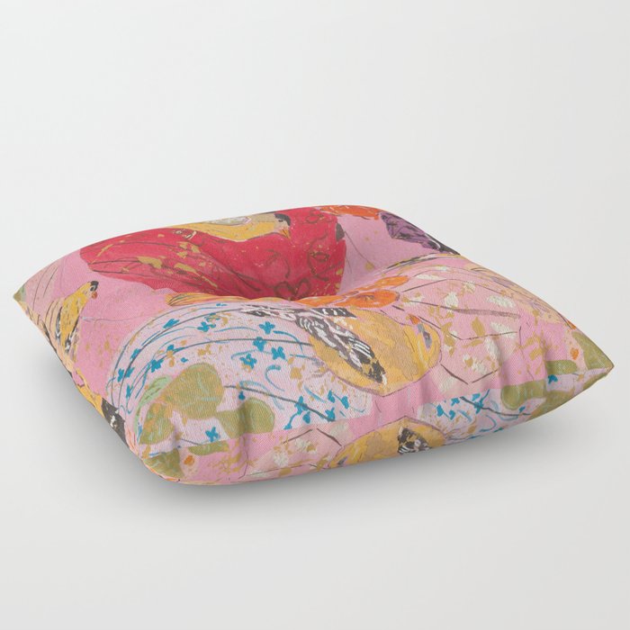 Finches and Lanterns Floor Pillow