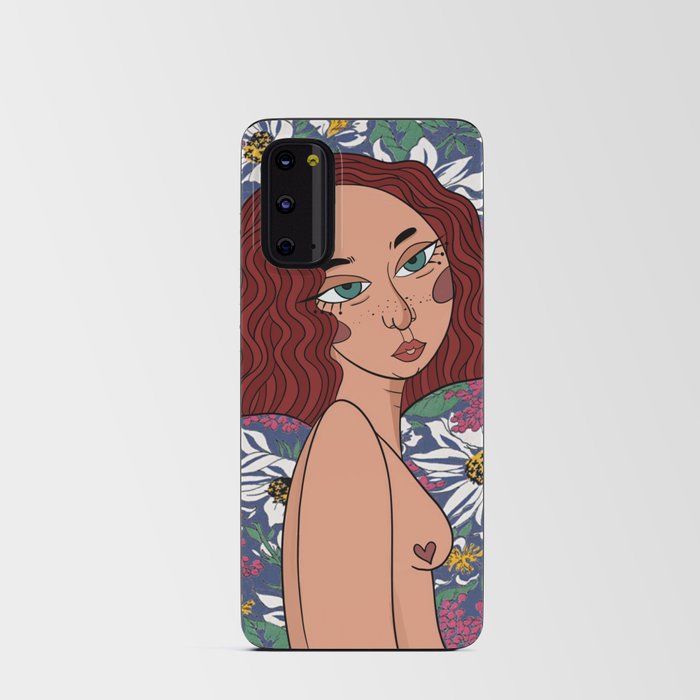 floral heart lady Android Card Case