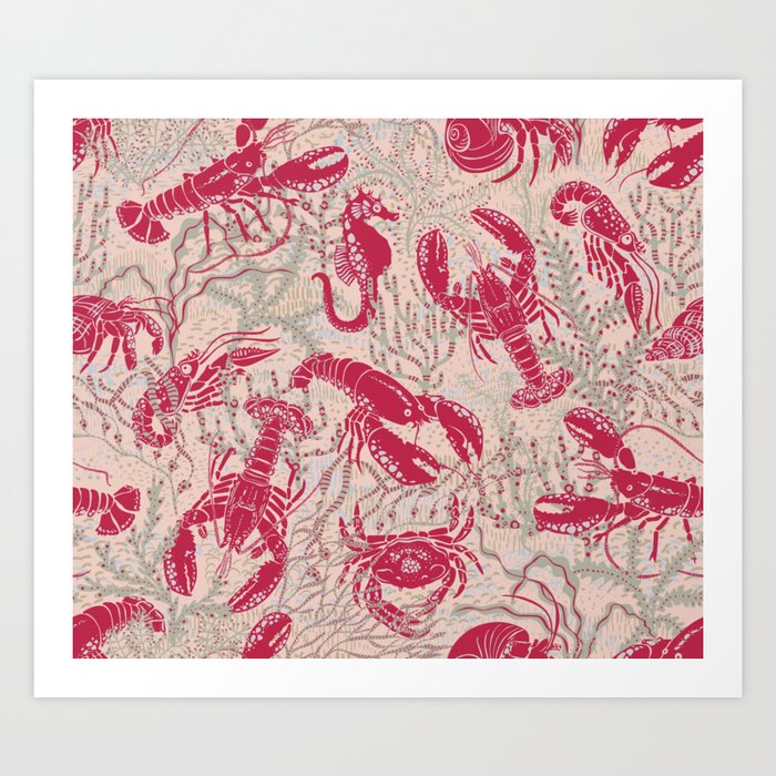 Red Lobster Viva Magenta Art Print