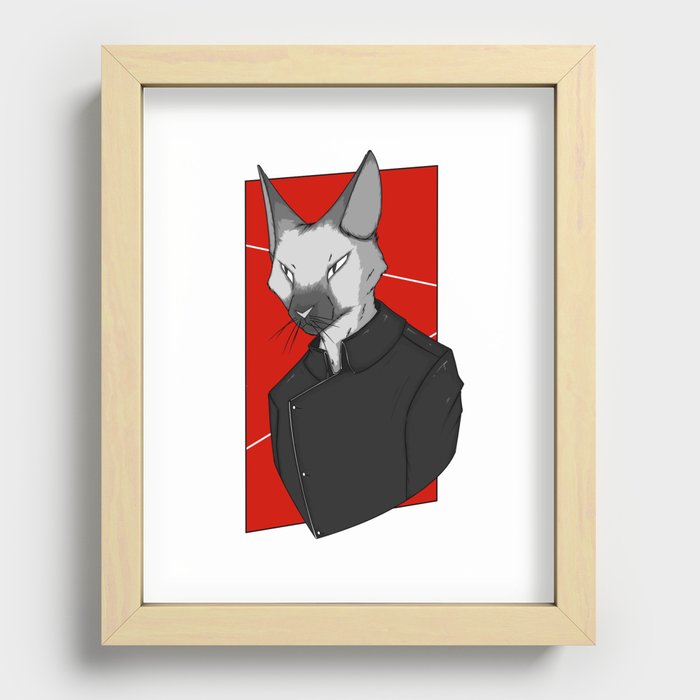 Japanese Cat (sans specs) Recessed Framed Print