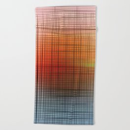 Sloane Grid Sun - pink grid art, grid pillow, home decor, painterly, sunshine, boho art, bohemian Beach Towel