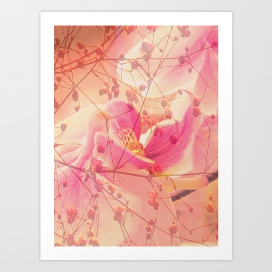 Lightfull Orchid behind little Flowers Art Print