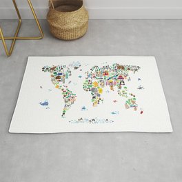 Animal Map of the World for children and kids Rug