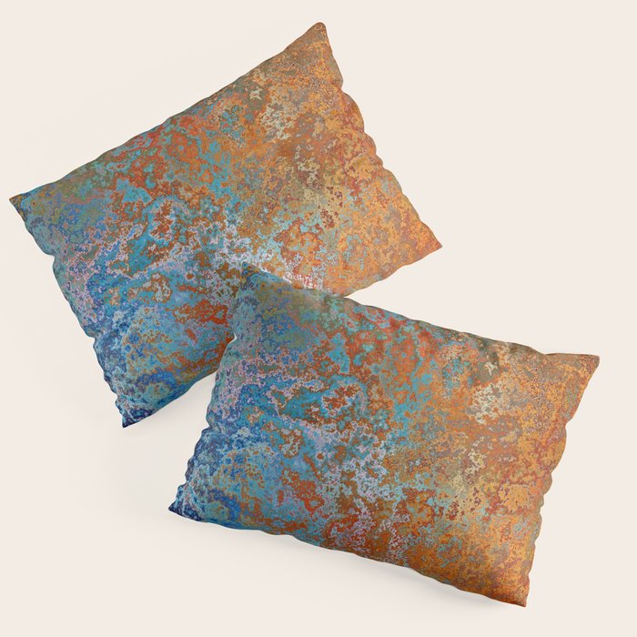 Vintage Rust Copper and Blue Pillow Sham by Megan Morris Society6