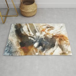 Splash: liquid abstract in black, white and brown Area & Throw Rug