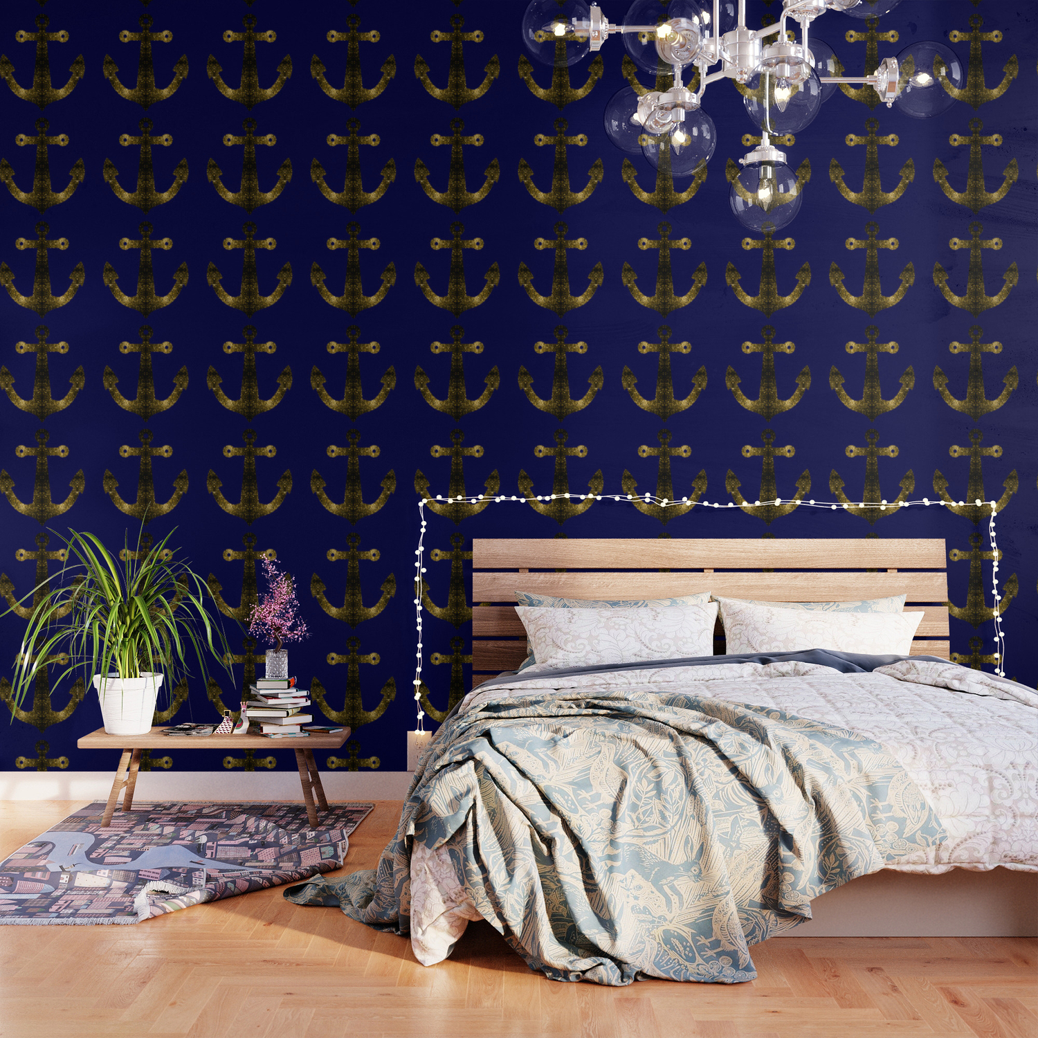 Yellow Gold Sparkles Anchor On Dark Navy Blue Wallpaper By Pldesign Society6 Follow the vibe and change your wallpaper every day! society6