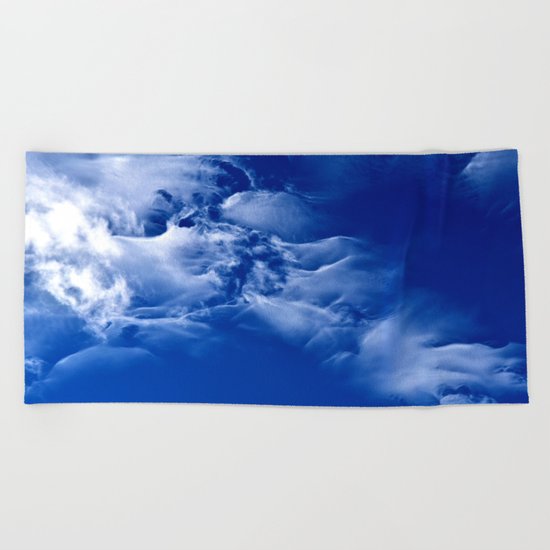 Dark blue sky Beach Towel