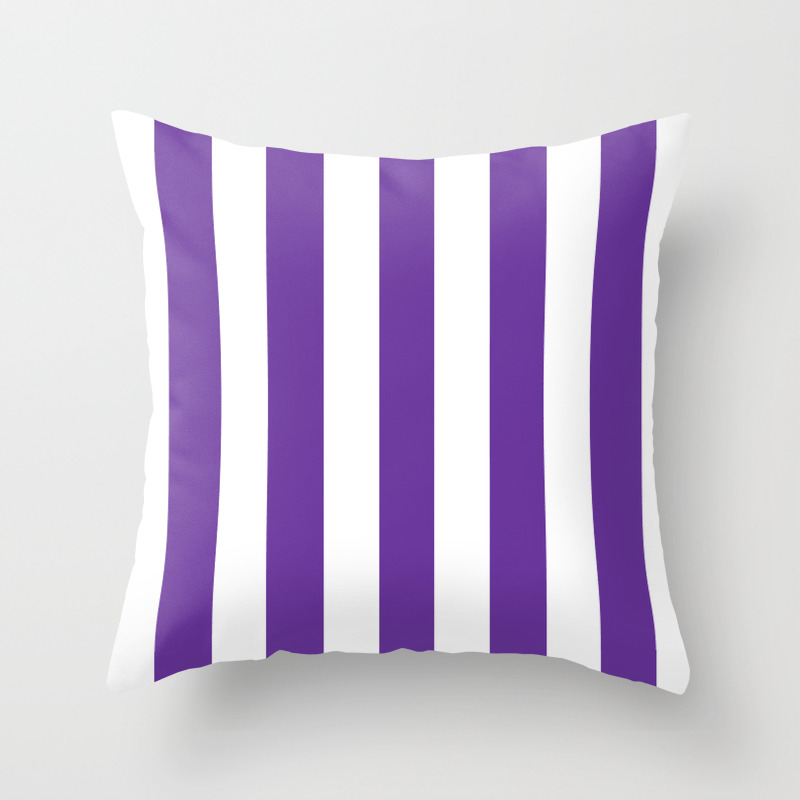 Purple Heart Solid Color White Vertical Lines Pattern Throw
