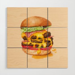 Juicy Cheeseburger Wood Wall Art