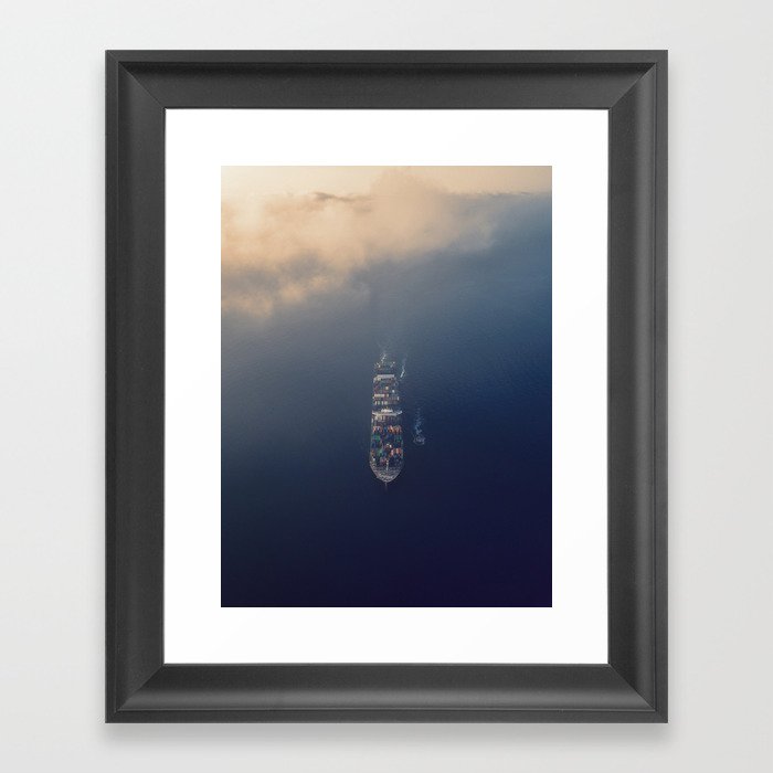 Cargo Ship | Open Waters | Minimalism Framed Art Print