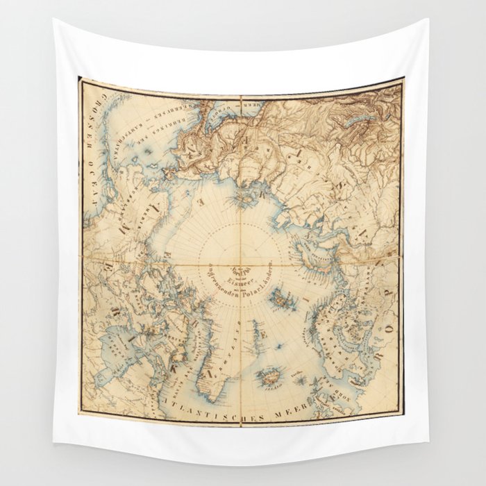 Map of the Arctic and Adjacent Regions (1855) Wall Tapestry