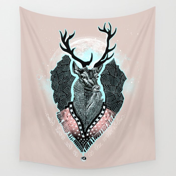 Wind:::Deer Wall Tapestry