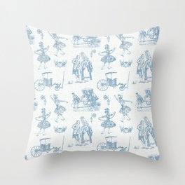 French Toile in Pigeon Blue Throw Pillow