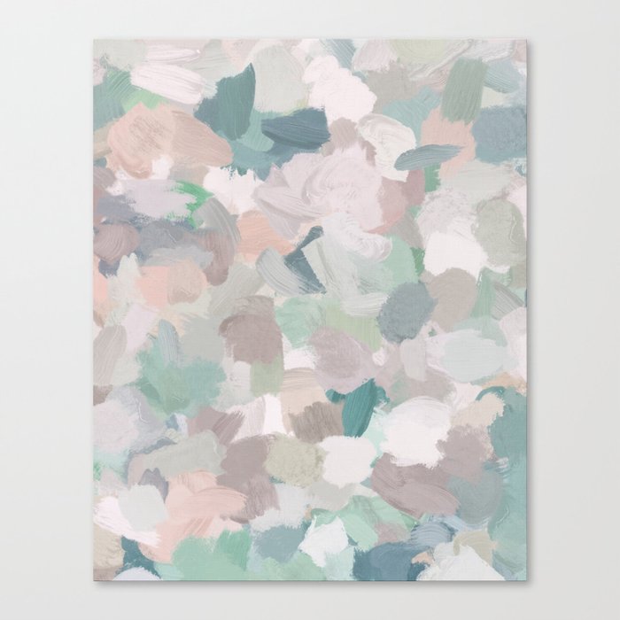 Mint Seafoam Green Dusty Rose Blush Pink Abstract Nature Flower