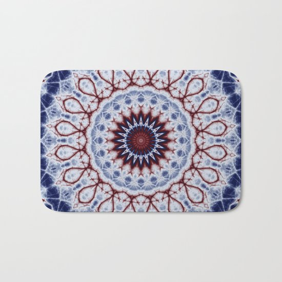 Mandala Fractal in Red White and Blue 01 Bath Mat