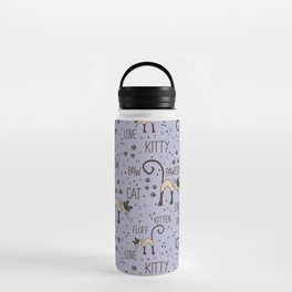 Adorable Siamese cat pattern with lettering Water Bottle