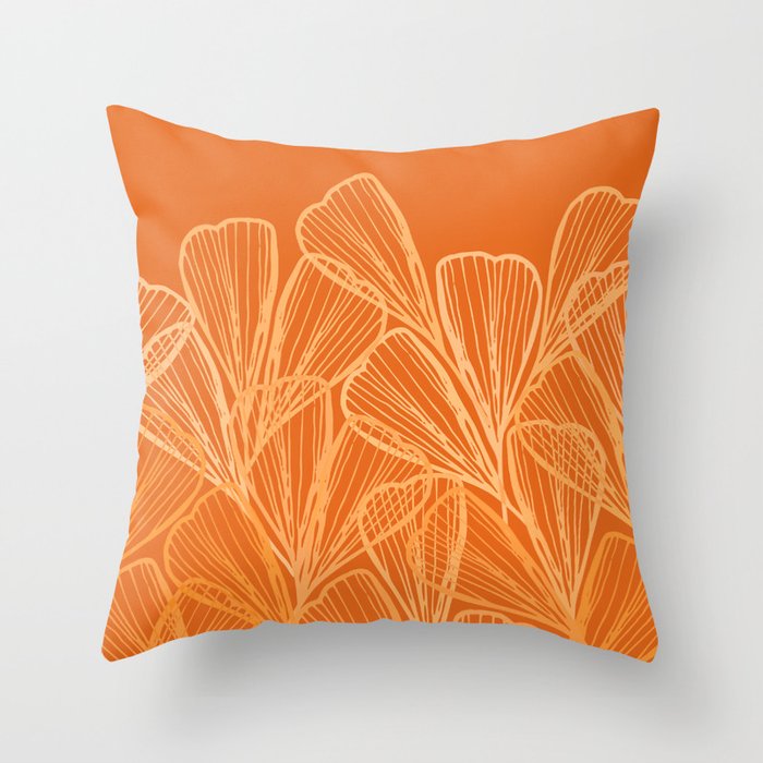 Modern Garden in Orange Throw Pillow