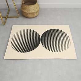 Abstraction_DOUBLE_SUN_BLACK_GRAPHIC_VISUAL_POP_ART_0512A Area & Throw Rug