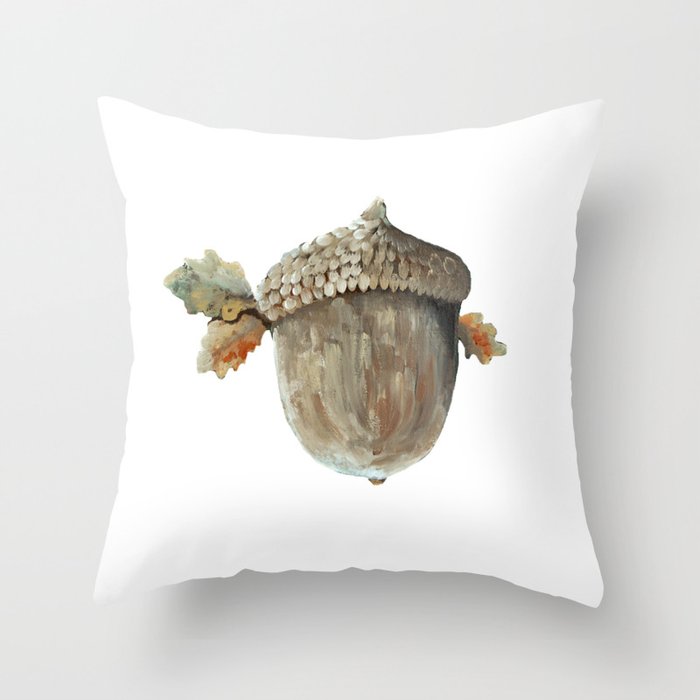 Fall acorn and oak leaves Throw Pillow