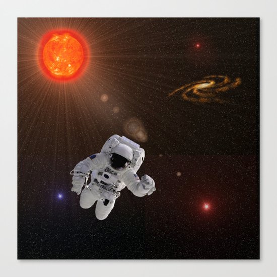 Astronaut Sun Stars Canvas Print