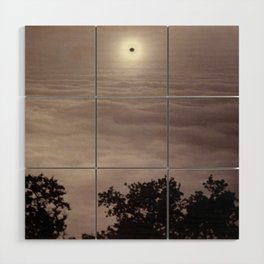 Solar Eclipse from Mount Santa Lucia, Pacific Coast Highway coastal California black and white photograph / photography for home and wall decor Wood Wall Art