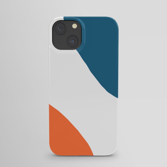 Meeting. Colorful Minimalist Abstract in Orange, Blue, and White iPhone Case