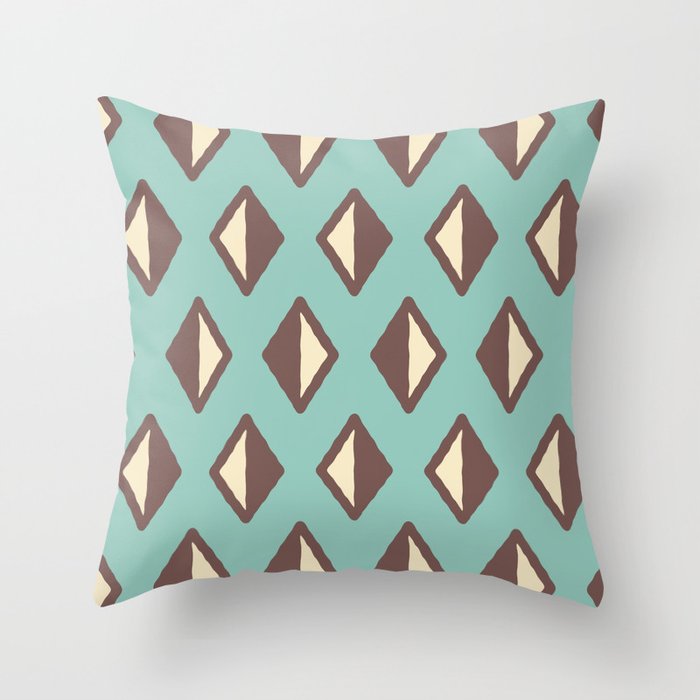 Diamond Pattern Turquoise and Brown Throw Pillow