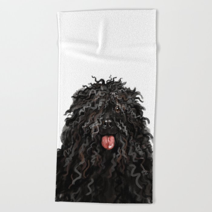 Black Puli Dog Beach Towel