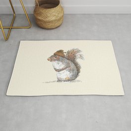 Squirrel with an Acorn Hat Area & Throw Rug