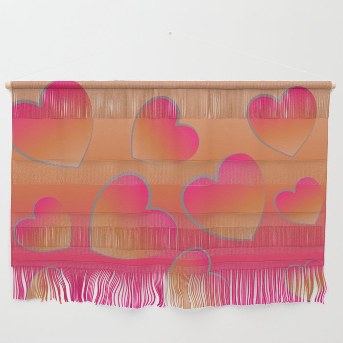 Heartfelt in Coral and Hot Pink Wall Hanging