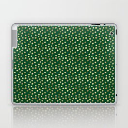 Emerald Green Gold Spots Pattern Laptop Skin