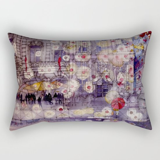 Girl with a red umbrella Rectangular Pillow