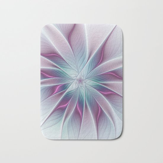 Floral and Luminous, abstract Fractal Art Bath Mat