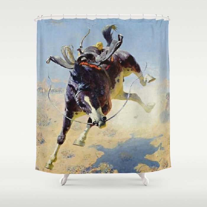 Western Art “Bronco Twister” Shower Curtain