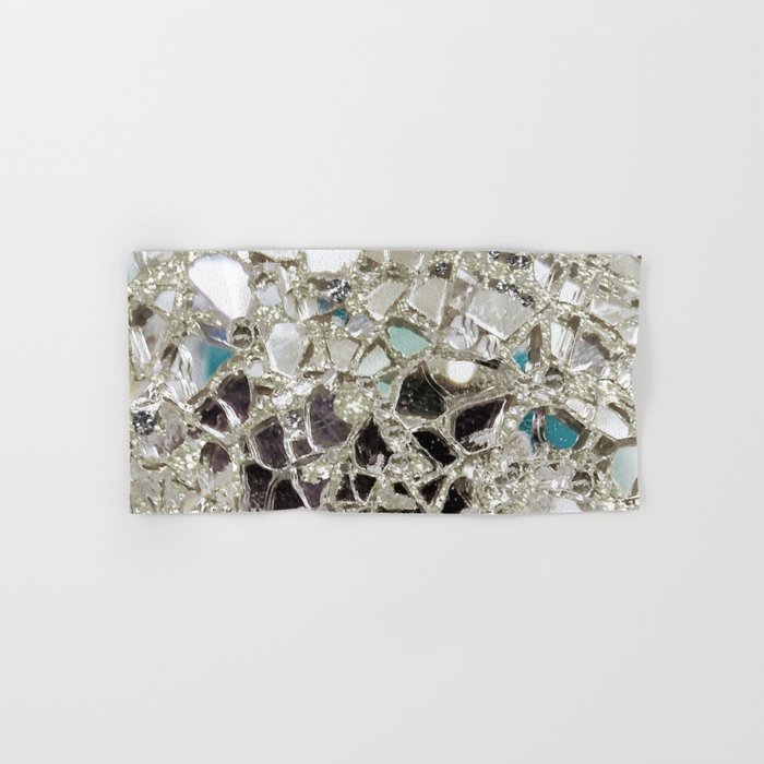 An Explosion of Sparkly Silver Glitter, Glass and Mirror Hand & Bath Towel