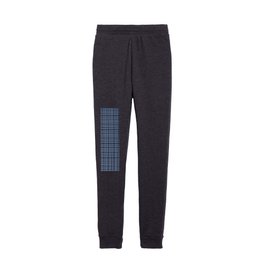 Simple Retro Modern Irregular Woven Line Pattern Navy Blue and White Kids Joggers