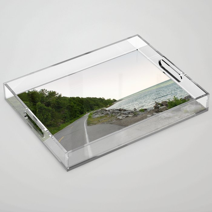 Lake Michigan and a Bicycle only Highway on Mackinac Island Acrylic Tray