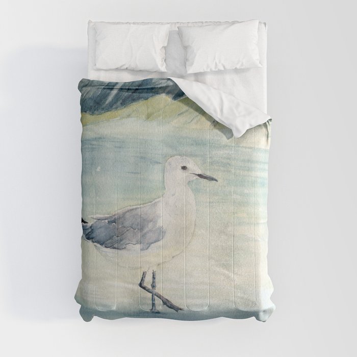 Seagull on the beach Comforter