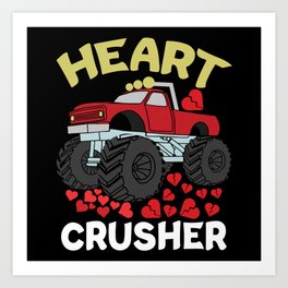 Heart Crush Monster Truck Hearts Valentines Day Art Print