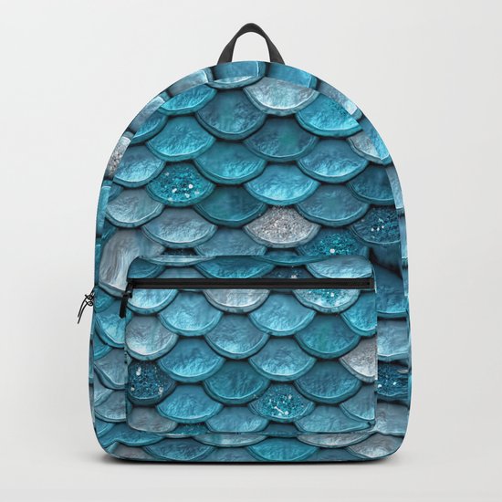 Luxury turquoise mermaid sparkling glitter scales - Mermaidscales Backpack