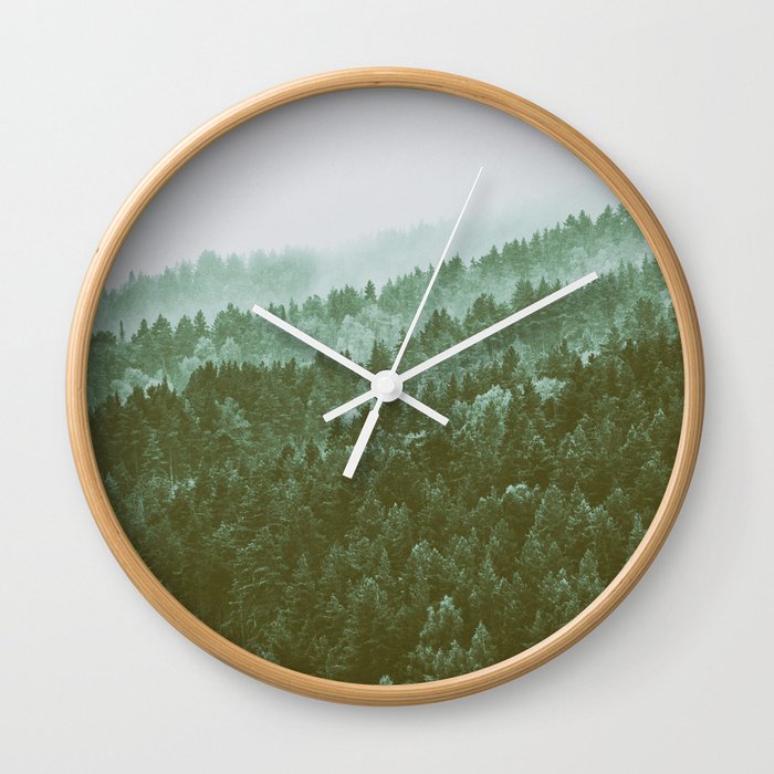 Forest in the fog Wall Clock