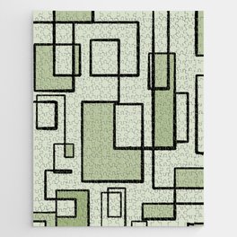 Piet Composition  Sage Green - Mid-Century Modern Minimalist Geometric Abstract  Jigsaw Puzzle
