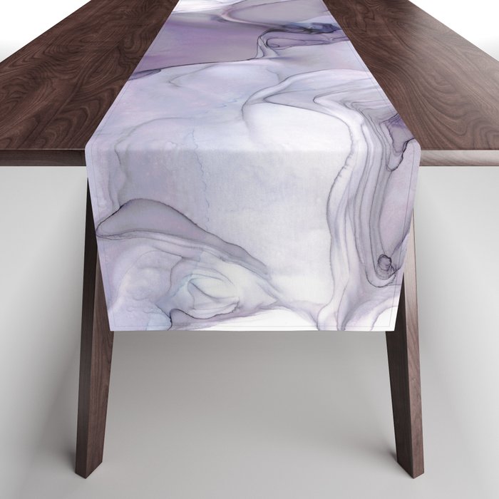 River of Periwinkle Abstract 4722 Modern Alcohol Ink Painting by Herzart Table Runner