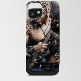 Medieval Warrior Viking with Tattoo Beard and Braids  iPhone Card Case