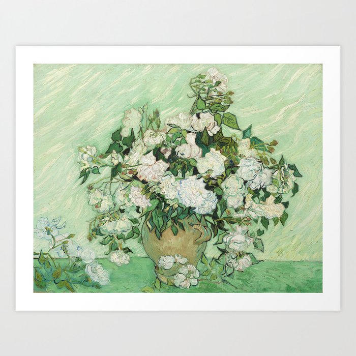 Vase with Pink Roses by Vincent van Gogh Art Print