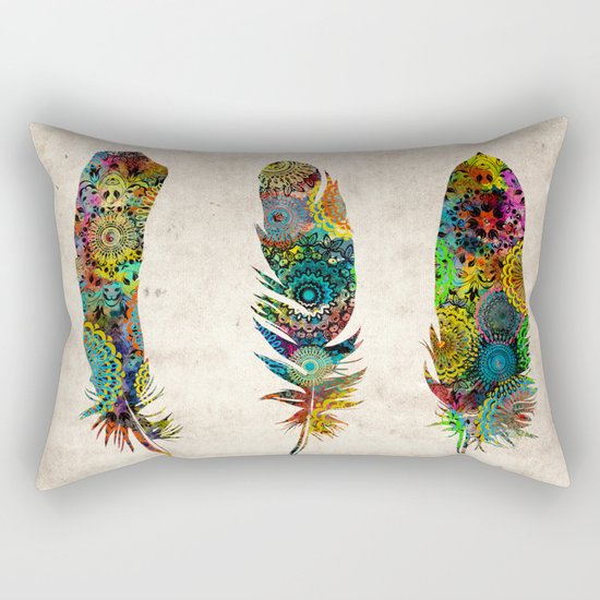 mandala vintage feathers Rectangular Pillow